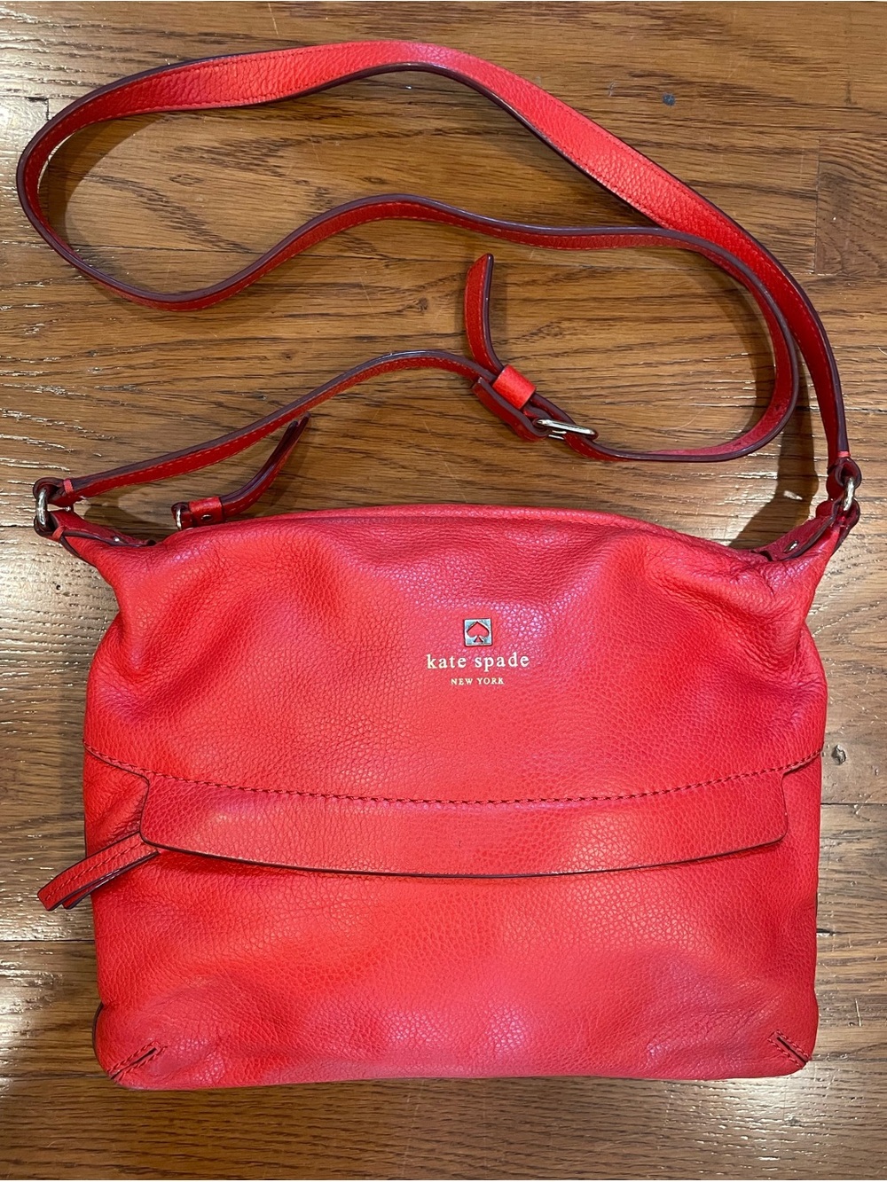 kate spade Red Pebbled Leather Crossbody Shoulder Bag